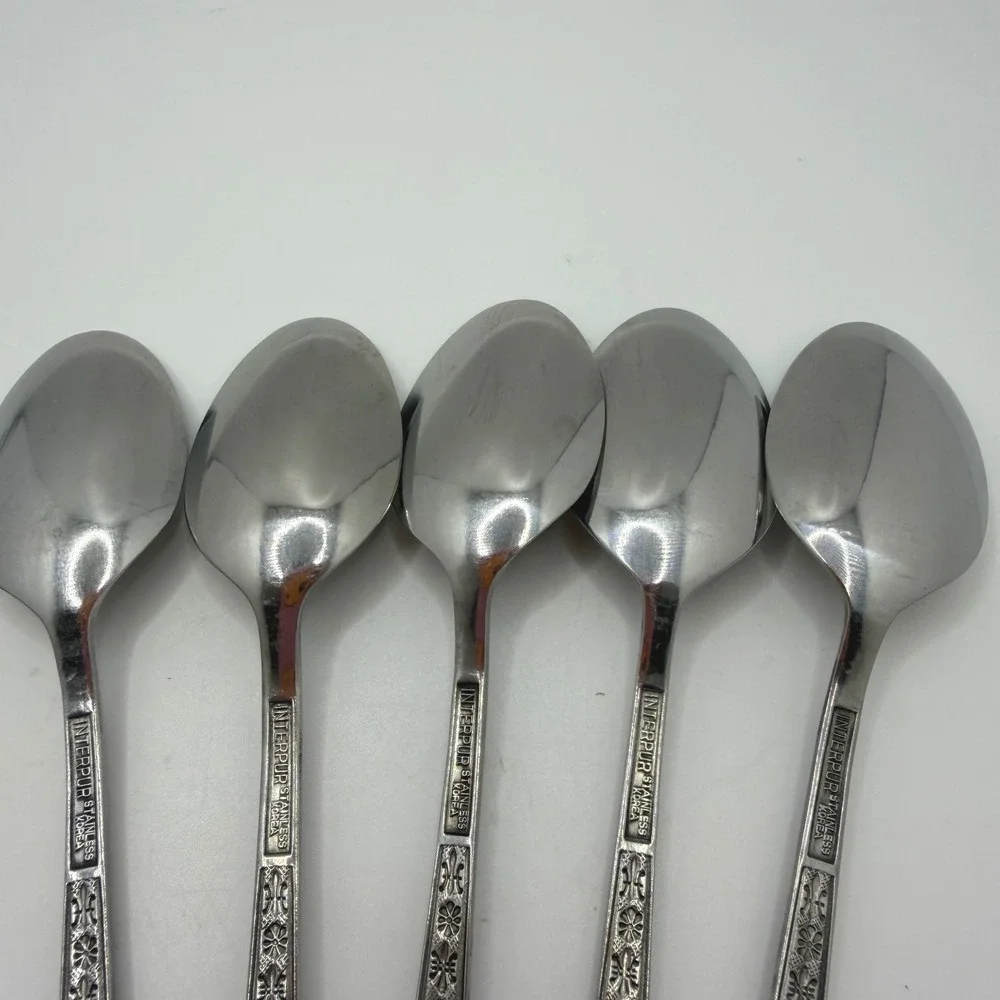 Interpur Stainless Steel Spoons INR2 Fleur De Lis Floral Korea Set of 5 6